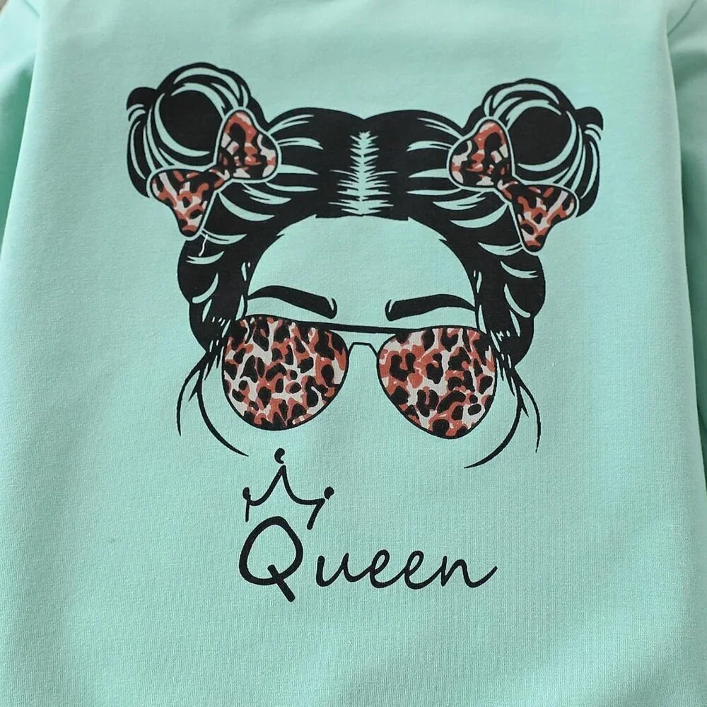Toddler Girl Clothes Figure Graphic Drop Shoulder Top Pullover Leopard Print Pan
